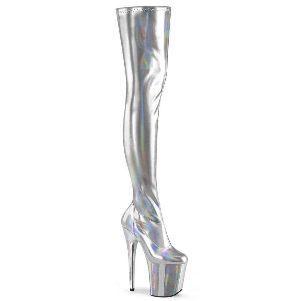 Pleaser - FLAMINGO3000HWR Cuissardes à plateforme - Couleur argent Product image